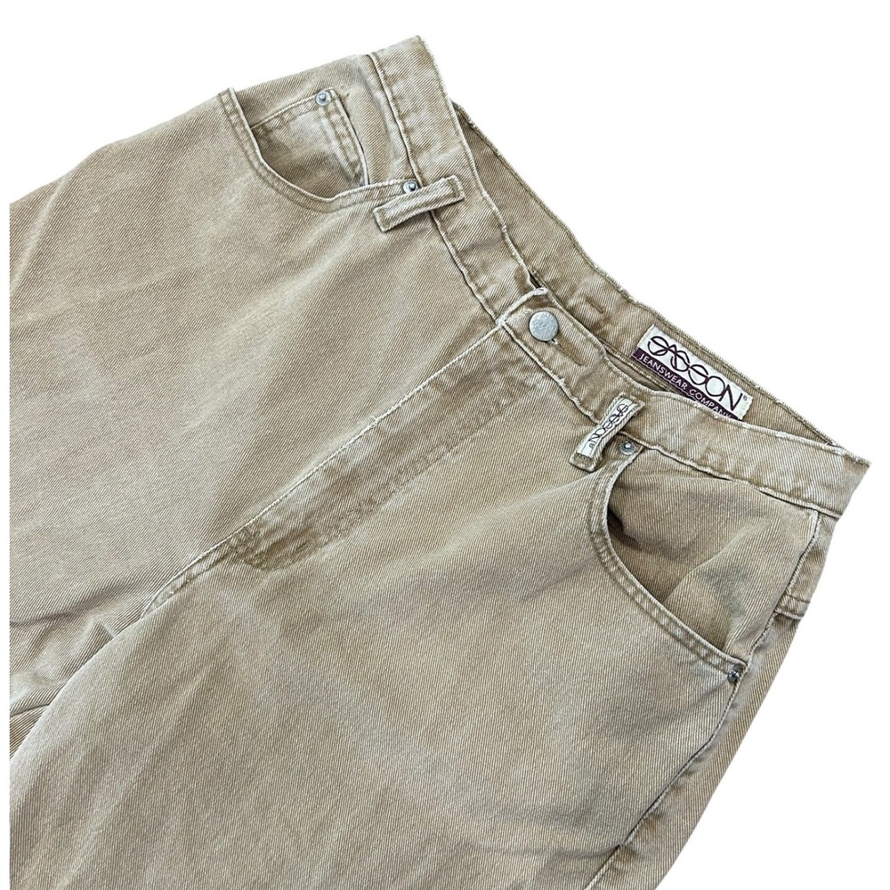 Vintage Sasson High Waisted Tapered Leg Jeans Tan Khaki Denim 31x31 Mom Jeans